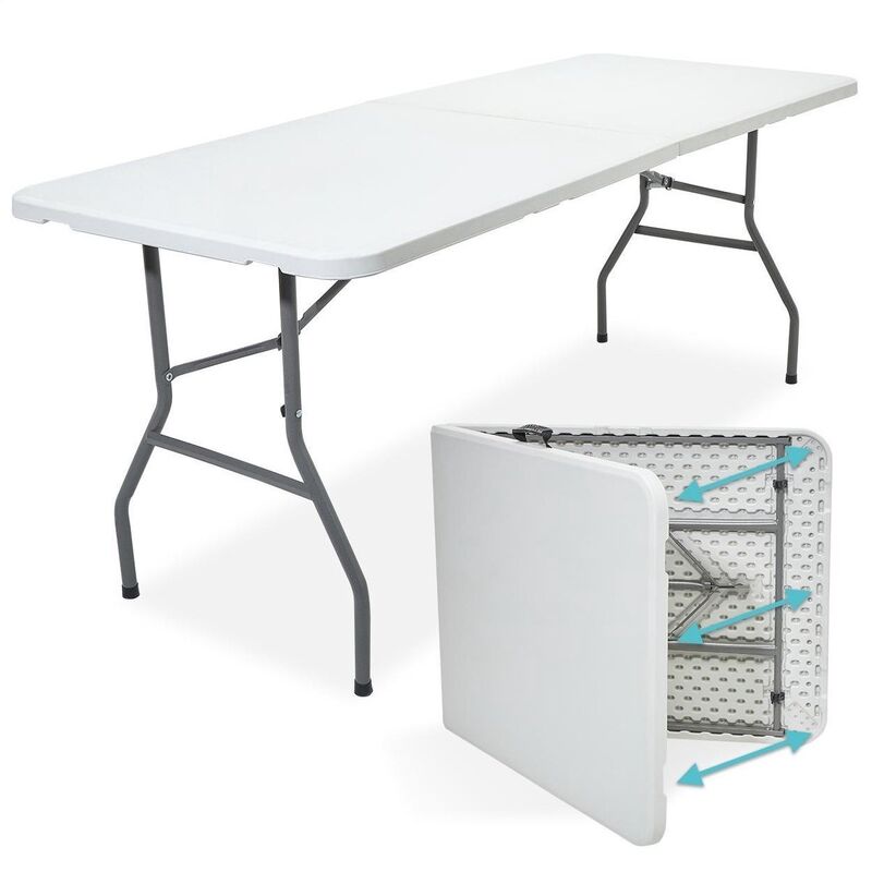 [JAMAIS UTILISE] LifeGoods Table de camping pliante et ajustable - LifeGoods - 70x180cm - Blanc