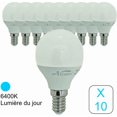 [JAMAIS UTILISÉ] Lot de 10 ampoules LED E14 sphérique 4,9W 470Lm 6400K - garantie 2 ans