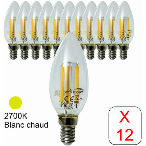 [JAMAIS UTILISÉ] Lot de 10 ampoules LED filament E14 flamme 4W 470Lm 2700K - garantie 2 ans