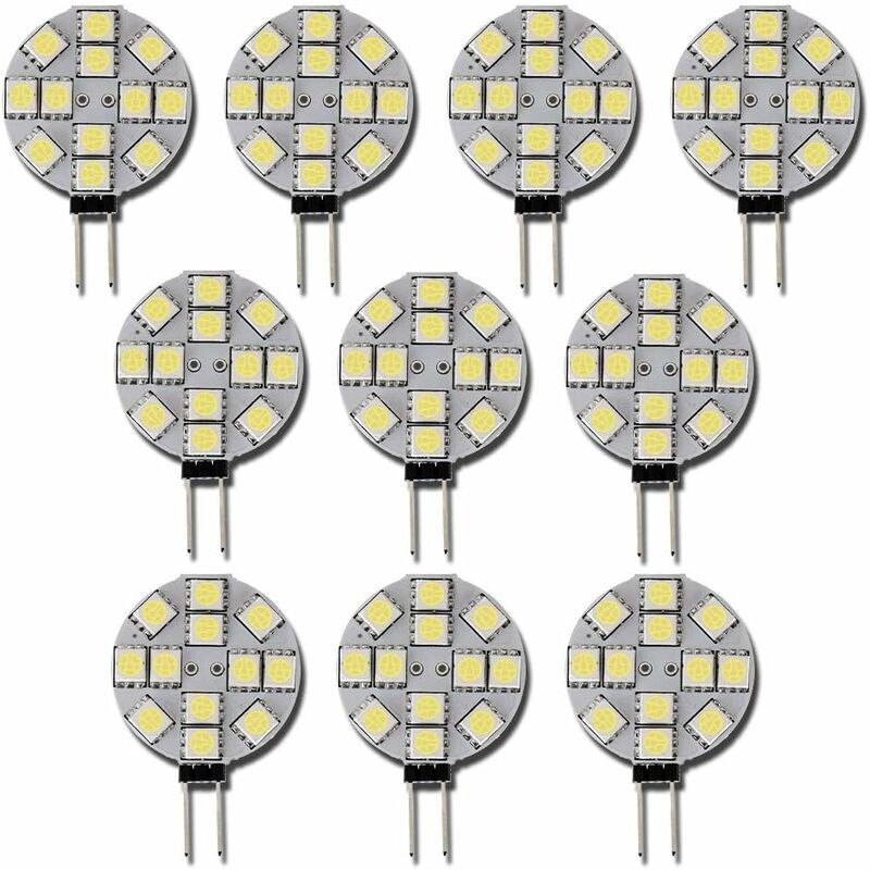 XVX - jamais utilisé] Lot de 10 Ampoules led G4 dc 12V Non Dimmables Blanc 6000K Remplacement pour Ampoules Halogènes 20W pour Cuisine Camping-Car rv
