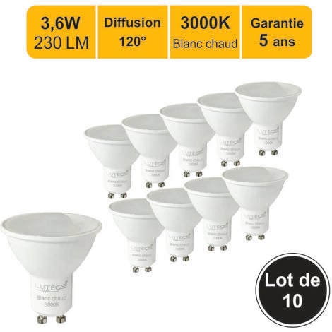 [JAMAIS UTILISÉ] Lot de 10 ampoules LED GU10 3,6W 230Lm 3000K - garantie 5 ans