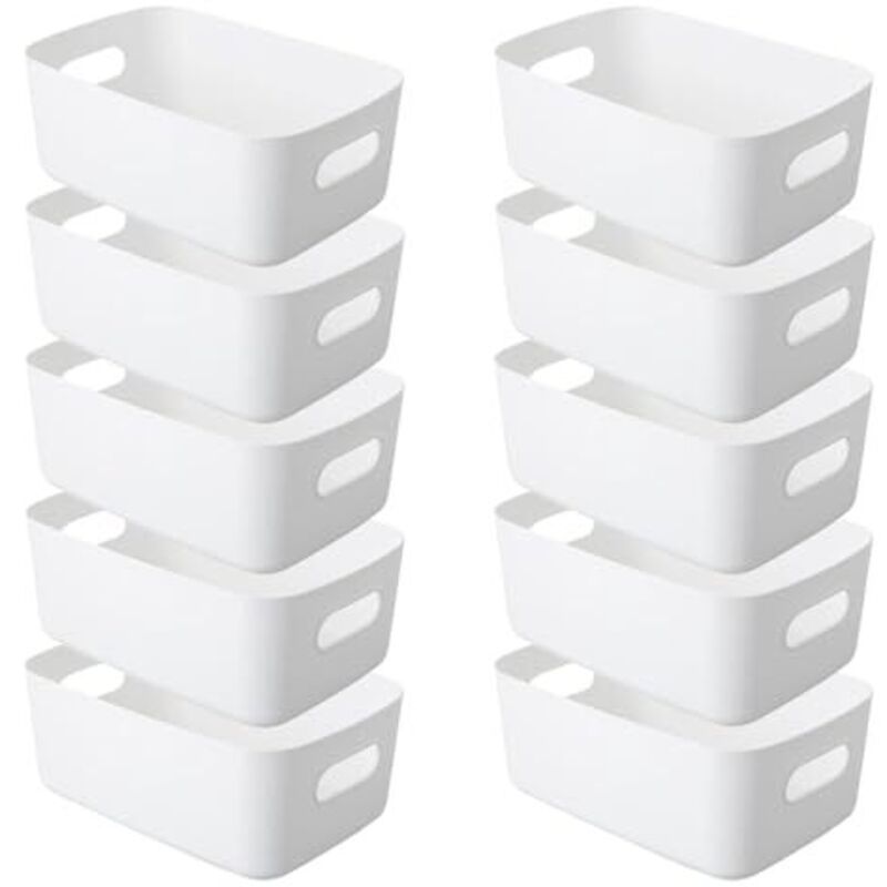 [JAMAIS UTILISÉ] Lot de 10 boîtes de rangement, paniers de rangement en plastique avec poignées, 24 x 17 x 10 cm boîtes de rangement en plastique,