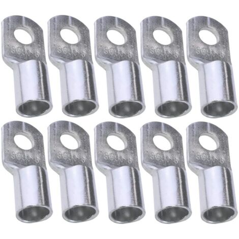 [JAMAIS UTILISÉ] Lot de 10 Cosses Electriques à Oeillet Tubulaire - Oeil - Ø8mm - Non Isolées - pour Conducteur 50mm² - Connecteur de Fil Electrique - Serrage - Couleur Argent