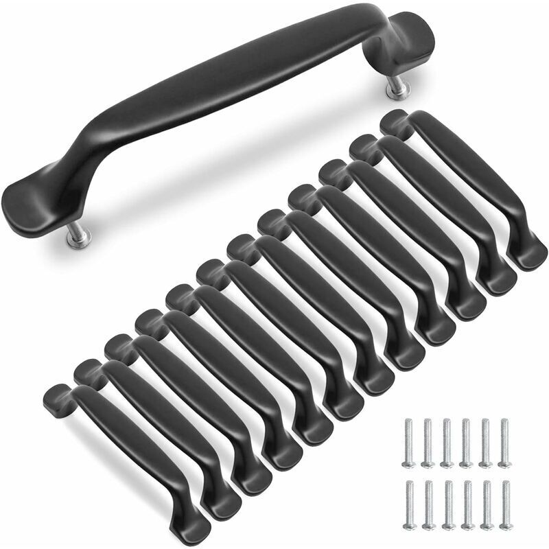 [JAMAIS UTILISÉ] Lot de 10 poignées de meuble noires en alliage d'aluminium, espacement des trous de 96 mm avec vis
