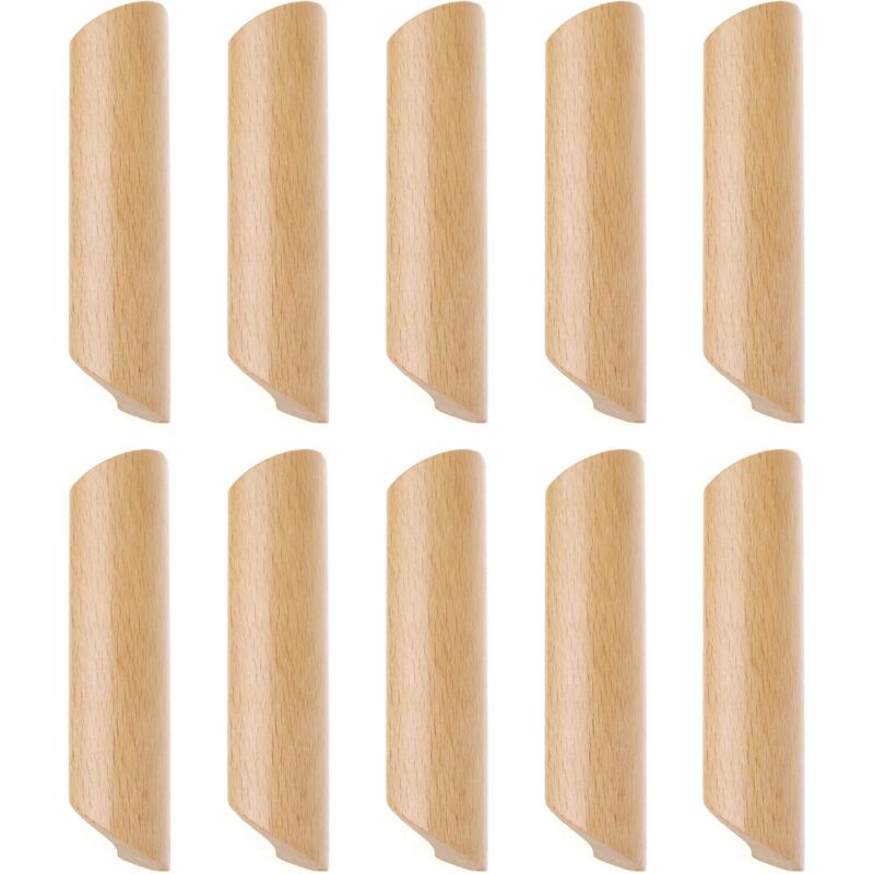 Kcvv - jamais utilisé] Lot de 10 Poignées de Placard en Bois Forme Éventail Poignée pour Meuble Tiroir avec Vis Entraxe 160mm