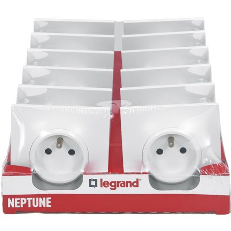 [JAMAIS UTILISÉ] Lot de 12 prises de courant 2P+T 16A complet - Neptune - Blanc - Legrand