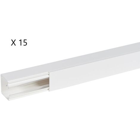 [JAMAIS UTILISE] Lot de 15 Goulottes de Câblage Longueur 2m PLANET WATTOHM Viadis 60x60mm Fond + Couvercle 1 Compartiment - 16410