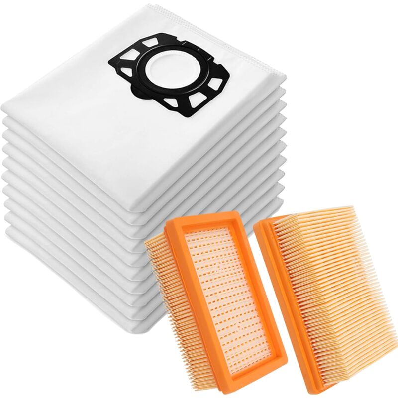 Jamais utilisé] Lot de 15 sacs d'aspirateur kfi 487 2.863-006.0 + 2 filtres kfi 4410 pour aspirateur Kärcher WD4 WD5 WD6 WD5P WD6P Premium MV4 MV5