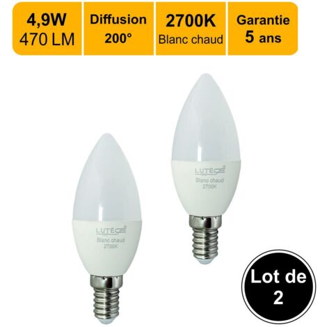 [JAMAIS UTILISÉ] Lot de 2 ampoules LED E14 4,9W 470Lm 2700K - garantie 5 ans