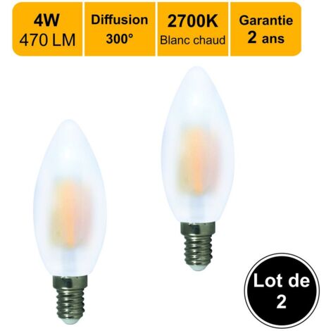 [JAMAIS UTILISÉ] Lot de 2 ampoules LED filament E14 4W 470Lm 2700K - garantie 2 ans