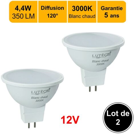 [JAMAIS UTILISÉ] Lot de 2 ampoules LED GU5.3 (MR16) 12V 4,4W - 120° - 350Lm 3000K - garantie 5 ans