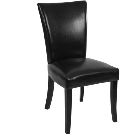 [JAMAIS UTILISÉ] Lot de 2 chaises de salle à manger Chesterfield av rivets, similicuir noir, pieds foncés