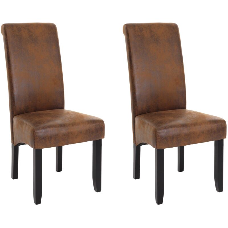 HHG - jamais utilisé] Lot de 2 chaises de salle à manger 051, chaise de cuisine chaise inclinable bois massif tissu/textile, aspect daim, pieds noirs