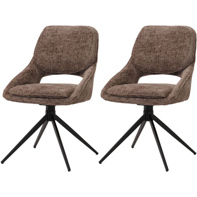 HHG - jamais utilisé] Lot de 2 chaises de salle à manger 617, chaise de cuisine, pivotante Auto-Return, tissu/textile chenille (490g/m²) Oeko-Tex,
