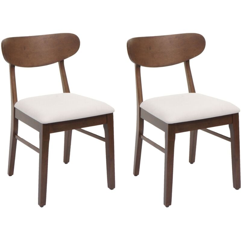 Jamais utilisé] Lot de 2 chaises de salle à manger HHG 698, chaise de cuisine, tissu/textile bois massif, bâti foncé, crème