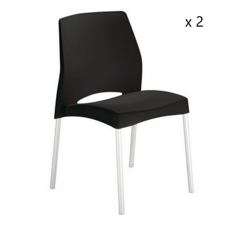 Sans Marque - jamais utilise] Lot de 2 Chaises Plastiques Noires Empilables