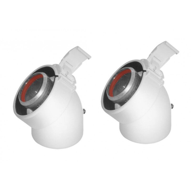 Jamais utilise] Lot de 2 Coudes 45° Ubbink Rolux Gaz D60/100mm Aluminium et pvc - 227201