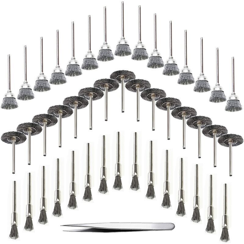 XVX - jamais utilisé] 45 Pièces Outil de Perceuse à Bois Brosse Métallique Fil d'Acier Inoxydable Brosse de Perceuse Rotative en Métal, Argent (Acier