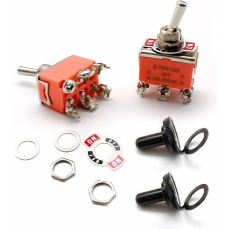 [JAMAIS UTILISÉ] Lot de 2 interrupteurs à bascule en métal, 15 A 250 V CA, avec 3 positions marche/arrêt/marche et 6 broches. Utilisé dans les voitures, les tableaux de bord et les lumières.