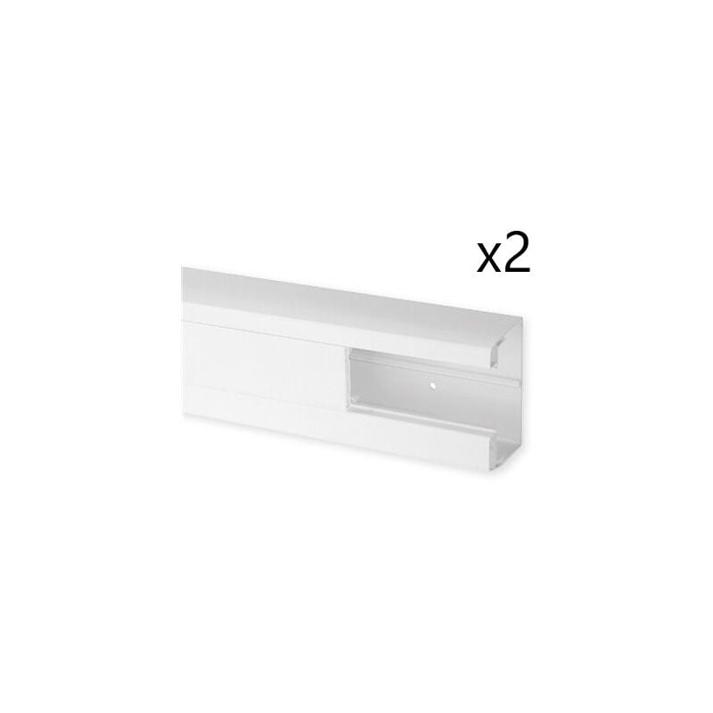 Lot de 2 Moulures Goulottes Passe-Câble Blanches Iboco Clip45 Tercia TA-C45 90x55mm Longueur 2m - B04511Ss