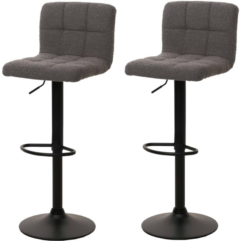 [JAMAIS UTILISÉ] Lot de 2 tabourets de bar HHG-852, tabouret de bar, réglable en hauteur pivotant, tissu Boucle (450g/m²) MVG, gris foncé