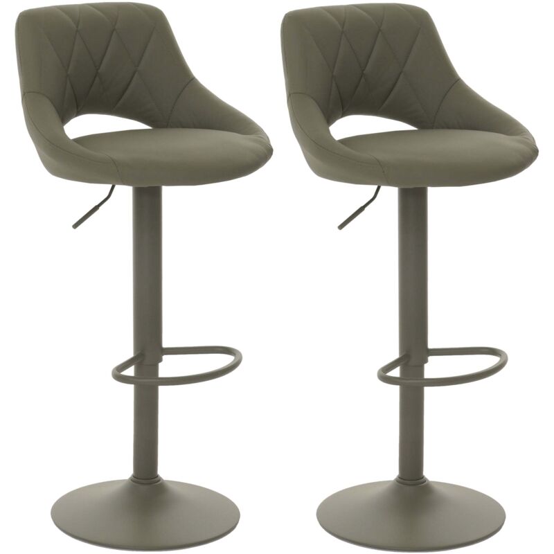 [JAMAIS UTILISÉ] Lot de 2 tabourets de bar HHG-920, chaise de bar tabouret de comptoir, repose-pieds pivotant, similicuir métal, vert