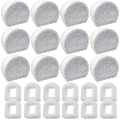 ALOVEZ Lot de 24 Préfiltres en Mousse et Filtre à Carbone Compatible avec PetSafe Drinkwell Fountain INOX 360 Avalon Pagoda Seascape et Sedona Fontaines, Filtre pour Fontaine à Eau Chat Chien