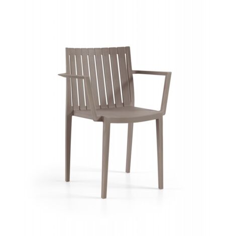 [JAMAIS UTILISE] Lot de 3 Chaises de Jardin avec Accoudoirs en Résine Beige - ELITE B