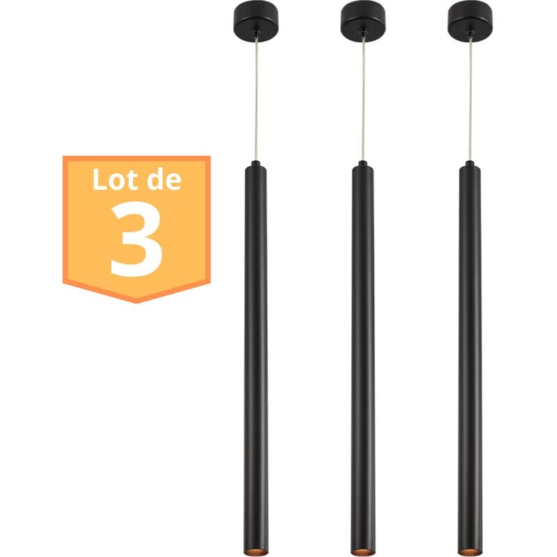 Lot de 3 suspensions tubes design noir G9 10W IP20