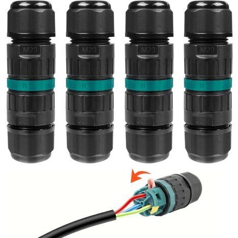 [JAMAIS UTILISÉ] Lot de 4 Connecteur Etanche 3 Fils, Connecteurs de Fils Étanches, Boite de Jonction Electrique, Raccord Electrique Etanche IP68, Connexion de Câble Extérieur de Manchon pour Câble Sou
