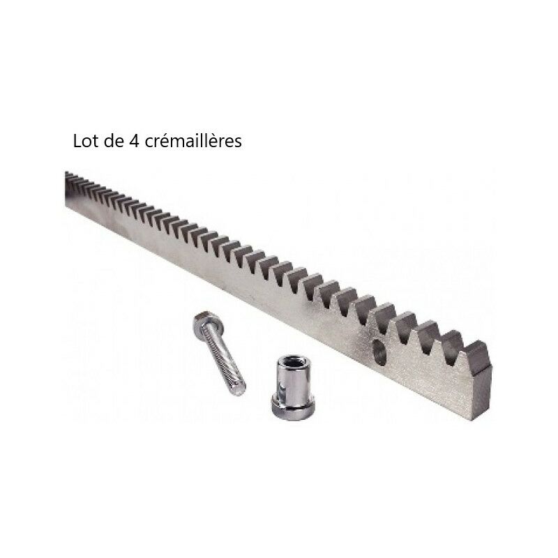 Lot de 4 Crémaillères Pour Portail Coulissant Acier Zingué Longueur 1m 30x12mm + 6 Visseries