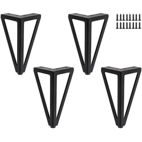 [JAMAIS UTILISÉ] Lot de 4 pieds de meuble en métal, 15 cm, noir, pour tables TV, tables basses, meubles de rangement, canapés-lits, etc. (15 cm),