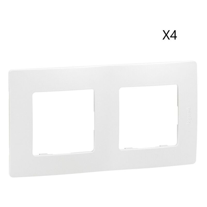 Jamais utilise] Lot de 4 Plaques de Finition Encastrable Legrand Niloé 2 Prises Blanc Pur - 665002