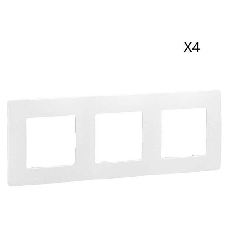 Jamais utilise] Lot de 4 Plaques de Finition Encastrable Legrand Niloé 3 Prises Blanc Pur - 665003