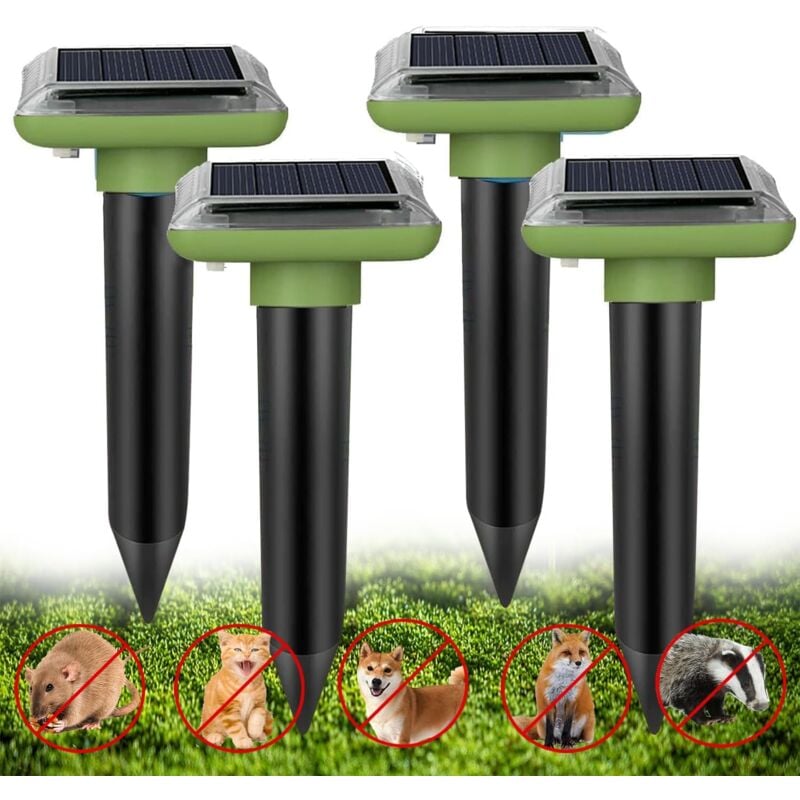 Aiperq - jamais utilisé] Lot de 4 répulsifs solaires anti-taupes à ultrasons - Répulsifs solaires Scaccia Talpa - Résultats rapides avec un rayon