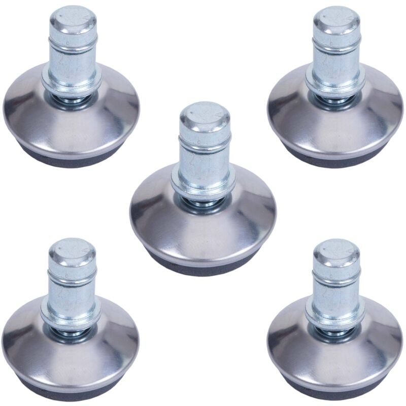 HHG - jamais utilisé] Lot de 5 patins de sol 914 au lieu de roulettes - pied fixe pour chaise de bureau/de salle à manger, patins, ø 11mm, argenté