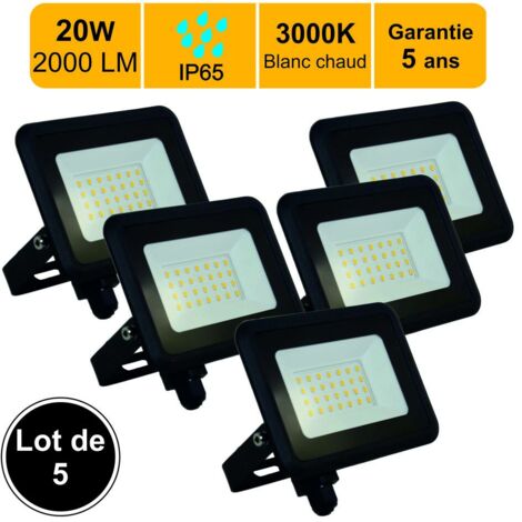 [JAMAIS UTILISÉ] Lot de 5 projecteurs LED 20W/IP65/IK10/1800lm/3000K connexion directe - sans câble - garantie 5 ans
