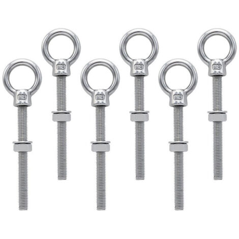 [JAMAIS UTILISÉ] Lot de 6 Boulons à Oeil M8 x 80 mm - Vis à Anneau en Acier Inoxydable avec Filetage Métrique , Pour Fixation et Suspension ,