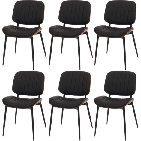 [JAMAIS UTILISÉ] Lot de 6 chaises de salle à manger HHG-182, chaise de cuisine, bois courbé simili-cuir Oeko-Tex MVG, aspect noyer, noir