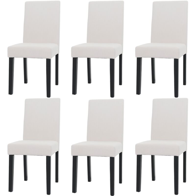 [JAMAIS UTILISÉ] Lot de 6 chaises de salle à manger Littau, chaise de cuisine à dossier haut, tissu/textile Velours bois, crème, pieds foncés