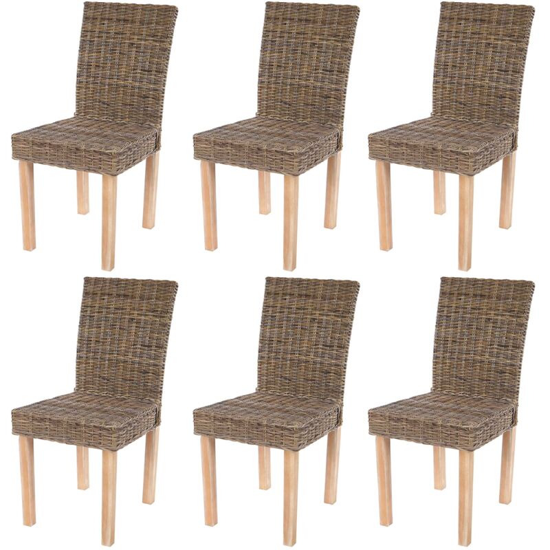 [JAMAIS UTILISÉ] Lot de 6 chaises de salle à manger Littau, chaise en osier, chaise de cuisine, rotin Kubu