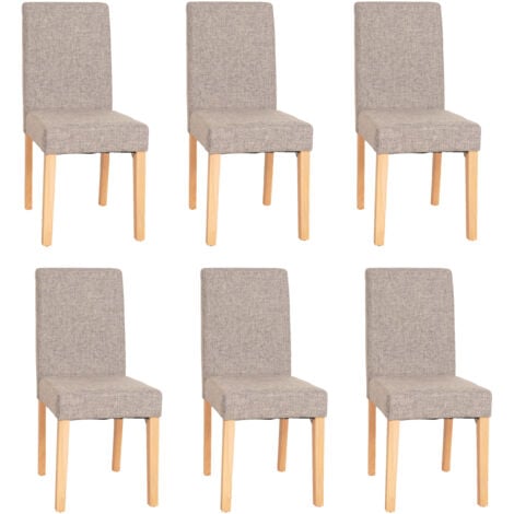 HHG [JAMAIS UTILISÉ] Lot de 6 chaises de séjour Littau, tissu gris, pieds clairs