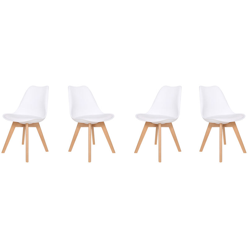 Hobag - jamais utilisé] Lot de Quatre Chaises Scandinave vlsy Blanc - Blanc