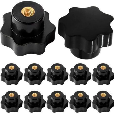 [JAMAIS UTILISÉ] M6 Boutons en étoile, Vis à Femelle M6 Bouton de Serrage Filetage Moleté, pour Machine-outil équipement Mécanique, Plastique Noir, 10 Pièces