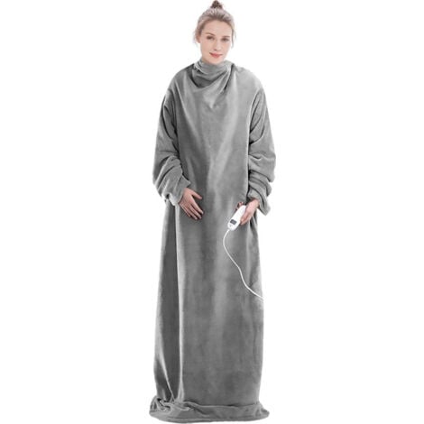 WESTFALIA [JAMAIS UTILISE] Merkloos Couverture électrique avec manches - Plaid en polaire - Couverture câline grande taille - Couverture électrique lavable avec 9 réglages et minuterie - 195x125cm - Gris