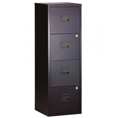 [JAMAIS UTILISE] Meuble Classeur Métallique 4 Tiroirs pour Dossiers Suspendus de Bureau H130xL41xP40mm Anthracite - PFA4F-GA