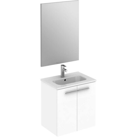 [JAMAIS UTILISÉ] Meuble de salle de bain 49,5x50x35 cm Street blanc + plan vasque céramique street + miroir - ROYO
