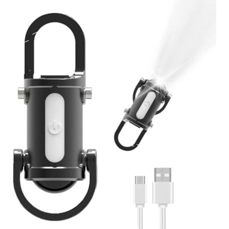 [JAMAIS UTILISÉ] Mini lampe torche, porte-clés LED, mini lampe torche LED rechargeable, porte-clés rechargeable USB, 7 modes d'éclairage, avec