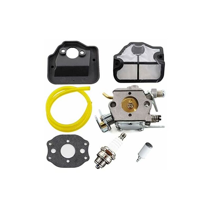 XVX - jamais utilisé] Carburateur de Remplacement pour Tronçonneuses Husqvarna 36, 41, 136, 137, 141, 142, Inclus Bougie d'Allumage et Kit de Filtre