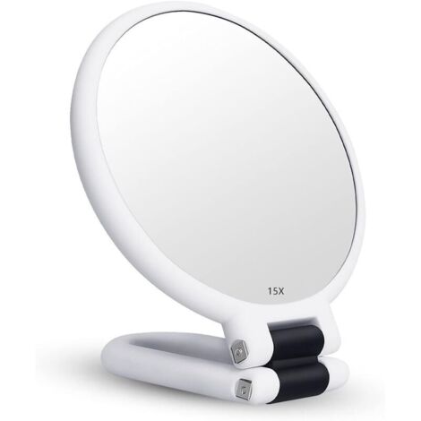 [JAMAIS UTILISÉ] Miroir Grossissant x15 Double Face Miroir Pliable avec Poignée, Miroir de Maquillage à Main Miroir à Palette de Coiffeurs Miroir Pliant Utilisé pour Divers Détails de Maquillage (Arge